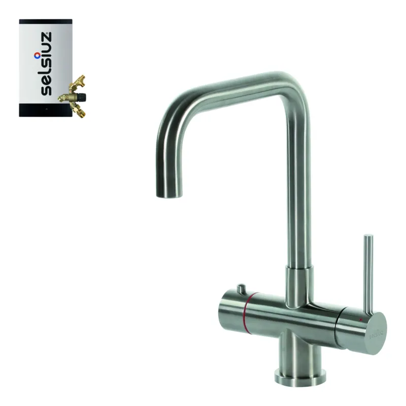 Selsiuz Inox kokend water kraan met combi extra boiler en U-uitloopkraan inox Betrouwbaar