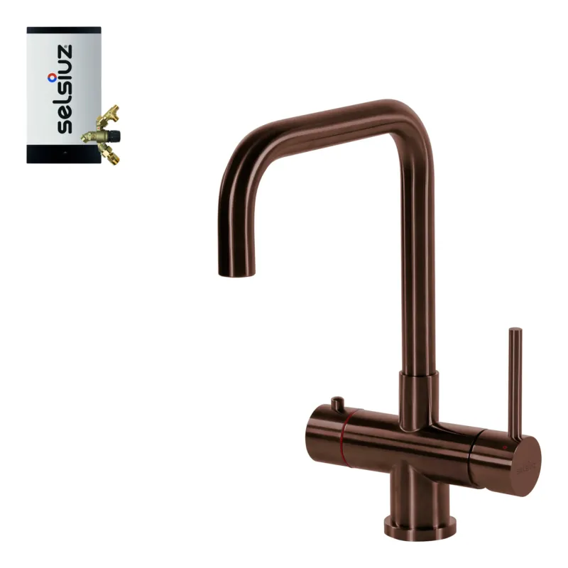 Koop Vandaag Selsiuz Inox kokend water kraan met combi extra boiler en U-uitloopkraan copper