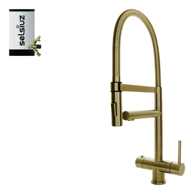 Selsiuz Inox XL kokend water kraan met combi extra boiler gold Beperkte Voorraad