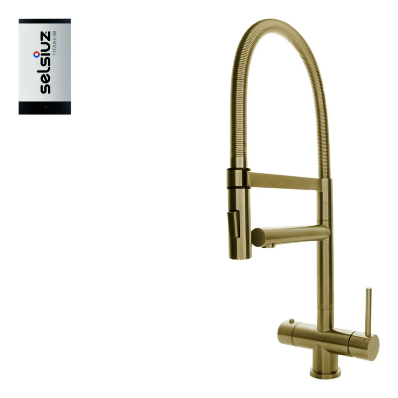 Selsiuz Inox XL kokend water kraan met titanium single boiler gold Dagaanbieding