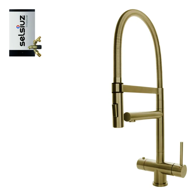 Hete Deal Selsiuz Inox XL kokend water kraan met titanium combi extra boiler gold