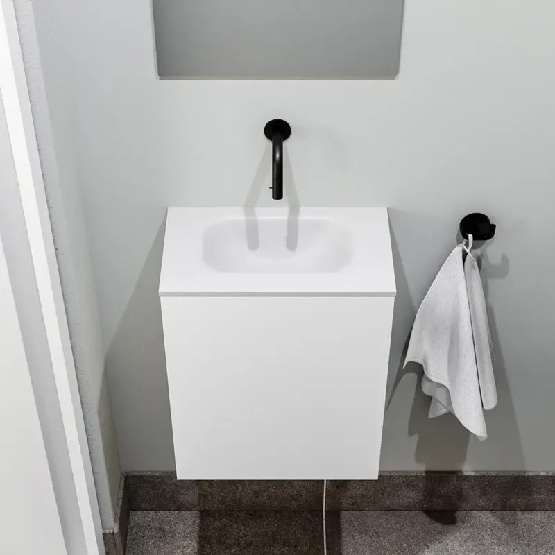 Tijdelijk Beschikbaar Zaro Polly toiletmeubel 40cm mat wit met witte wastafel zonder kraangat