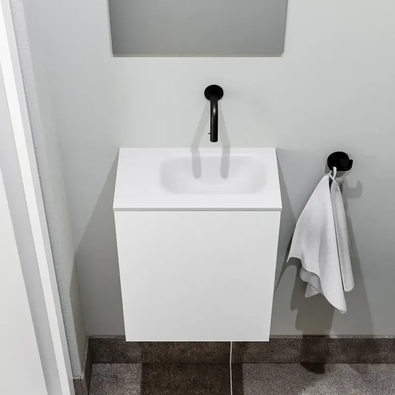 Nu Kopen Zaro Polly toiletmeubel 40cm mat wit met witte wastafel zonder kraangat rechts
