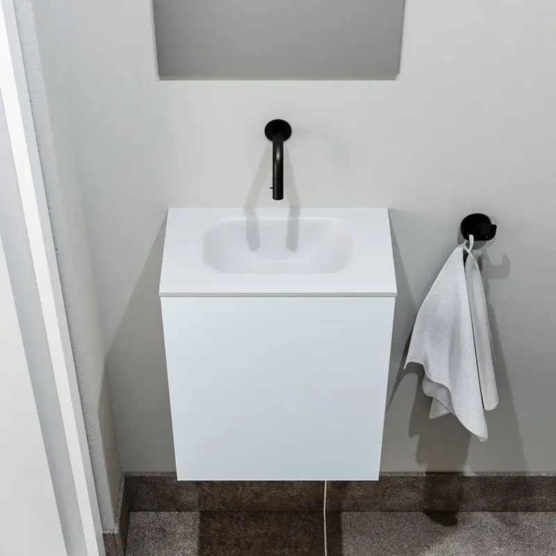 Koop Vandaag Zaro Polly toiletmeubel 40cm clay met witte wastafel zonder kraangat