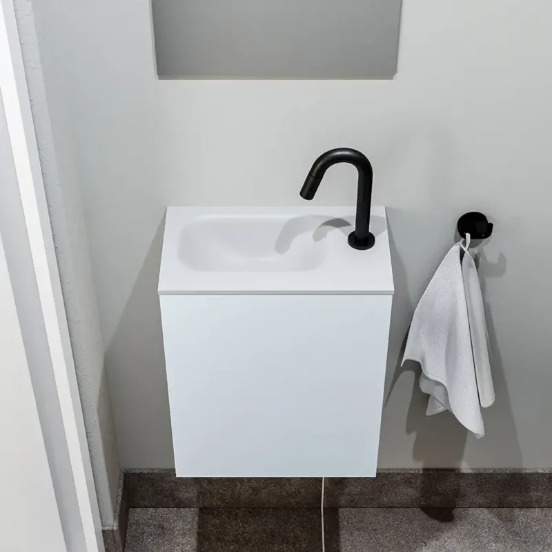 Goedkoop Zaro Polly toiletmeubel 40cm clay met witte wastafel met kraangat rechts