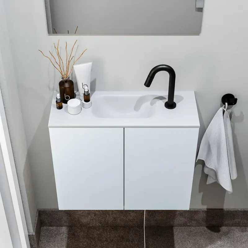 Zaro Polly toiletmeubel 60cm clay met witte wastafel met kraangat Op = Op