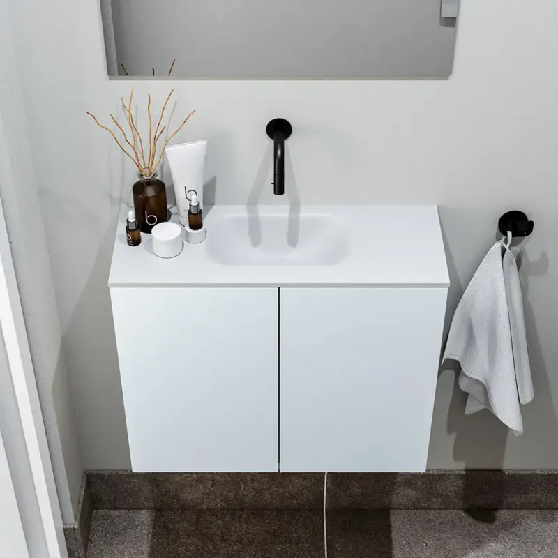 Zaro Polly toiletmeubel 60cm clay met witte wastafel zonder kraangat Korting