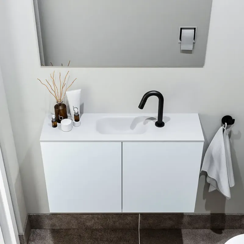Zaro Polly toiletmeubel 80cm clay met witte wastafel met kraangat Bestseller