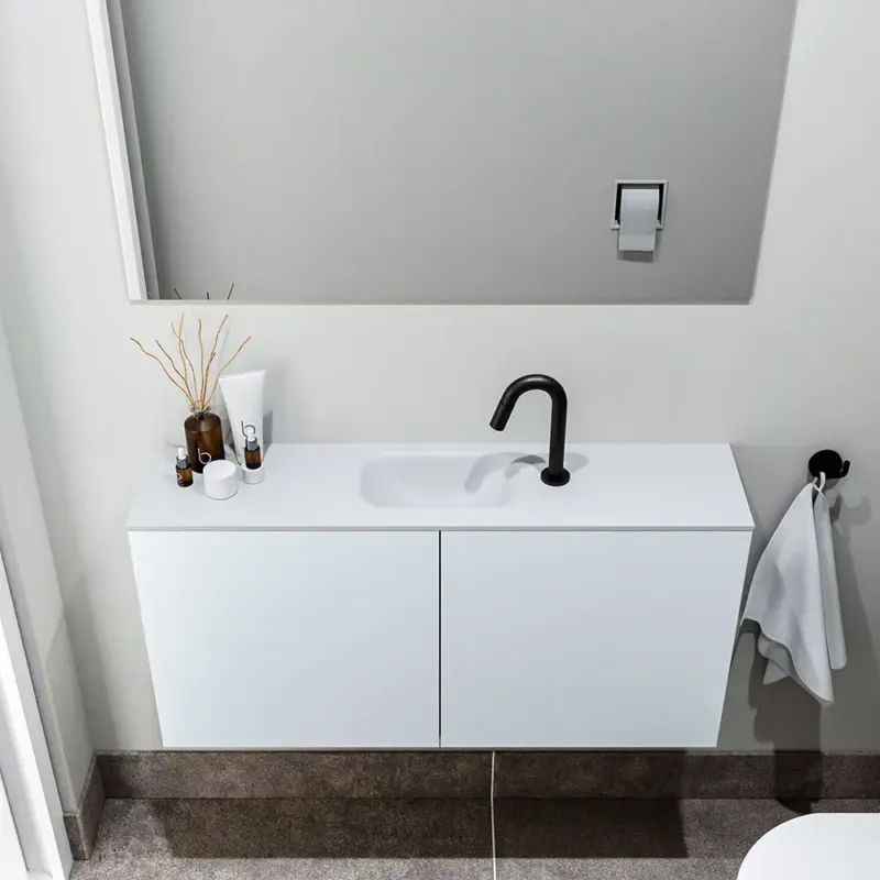 Zaro Polly toiletmeubel 100cm clay met witte wastafel met kraangat Premium