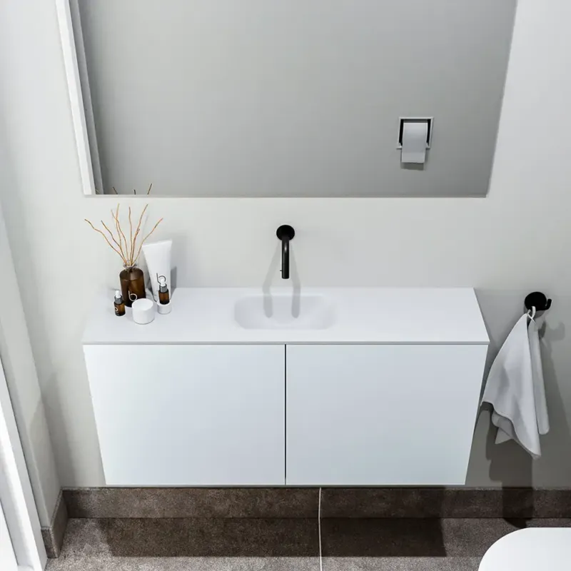 Tijdelijk Beschikbaar Zaro Polly toiletmeubel 100cm clay met witte wastafel zonder kraangat