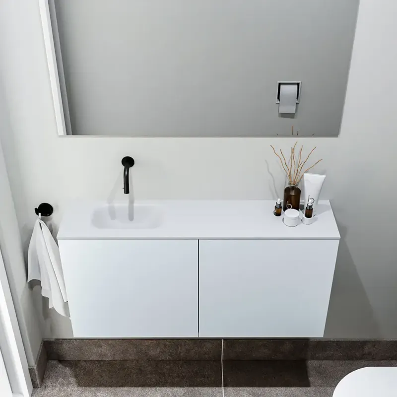 Nieuw Zaro Polly toiletmeubel 100cm clay met witte wastafel zonder kraangat links