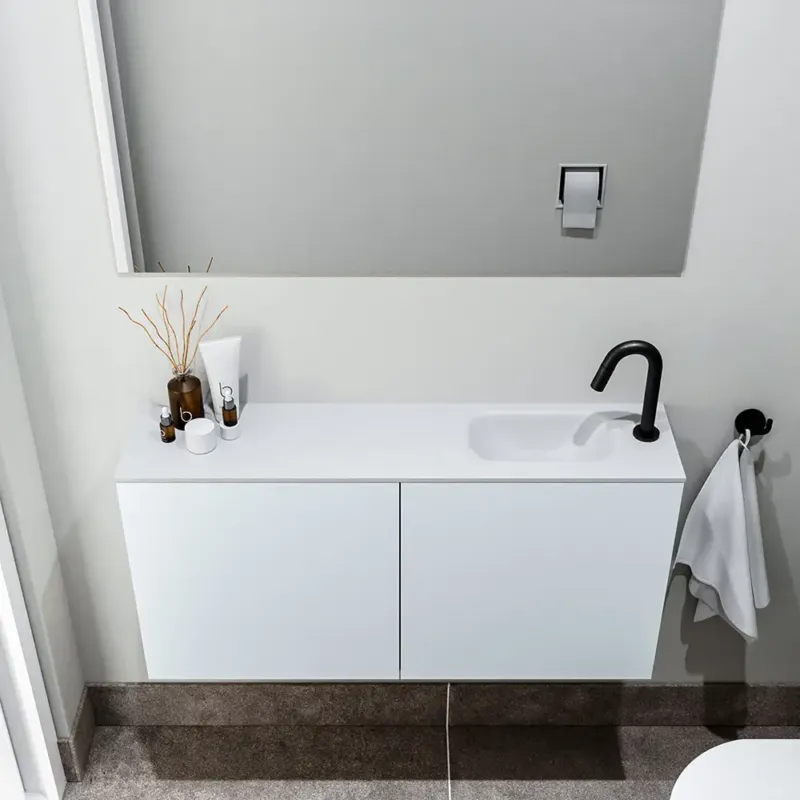 Favoriet Zaro Polly toiletmeubel 100cm clay met witte wastafel met kraangat rechts