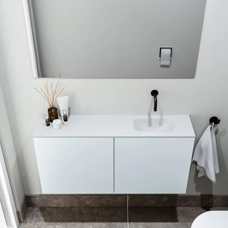 Bestseller Zaro Polly toiletmeubel 100cm clay met witte wastafel zonder kraangat rechts