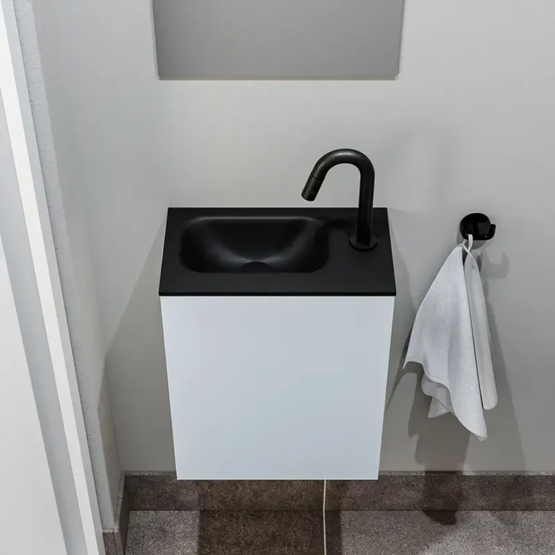 Zaro Polly toiletmeubel 40cm clay met zwarte wastafel met kraangat rechts Lage Kosten