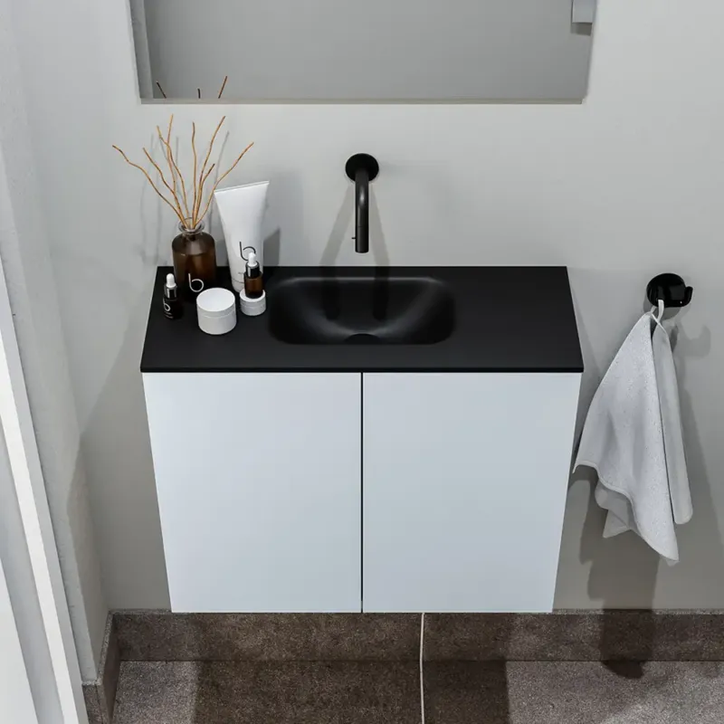 Zaro Polly toiletmeubel 60cm clay met zwarte wastafel zonder kraangat Laatste Versie