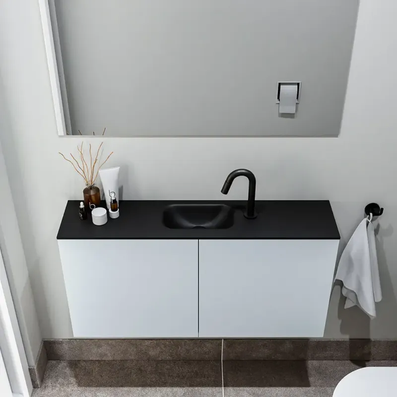 Betrouwbaar Zaro Polly toiletmeubel 100cm clay met zwarte wastafel met kraangat