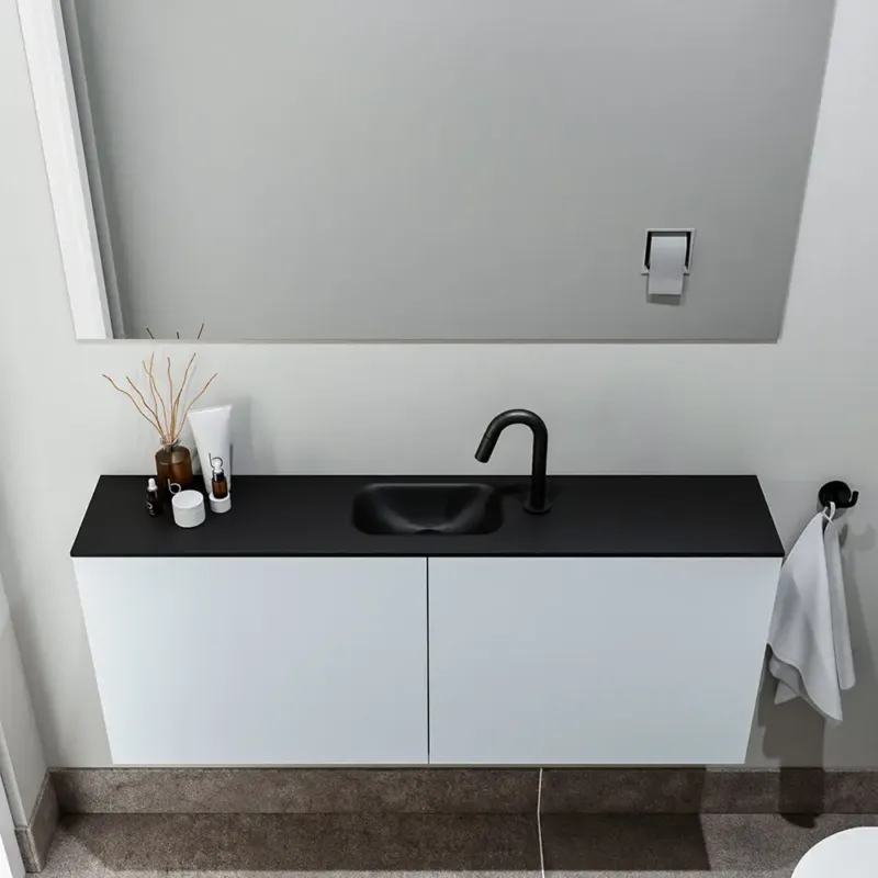 Zaro Polly toiletmeubel 120cm clay met zwarte wastafel met kraangat Hete Deal