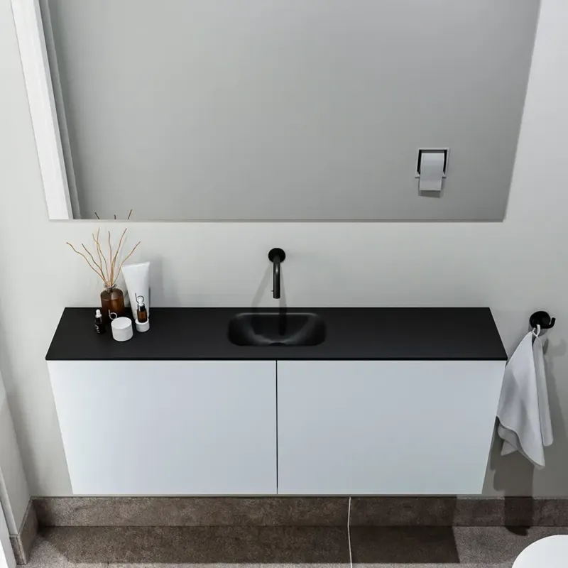 Speciale Aanbieding Zaro Polly toiletmeubel 120cm clay met zwarte wastafel zonder kraangat