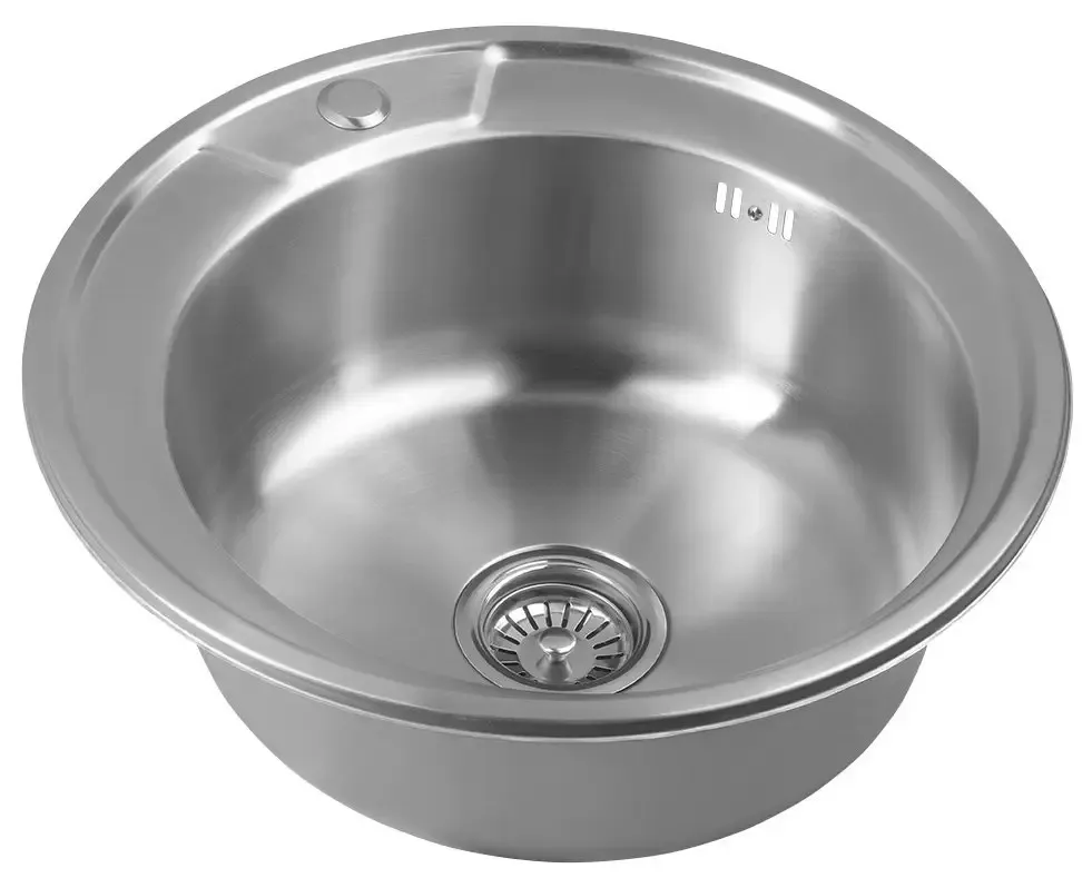 Populair Aqualine ronde spoelbak 52cm met kraangat RVS