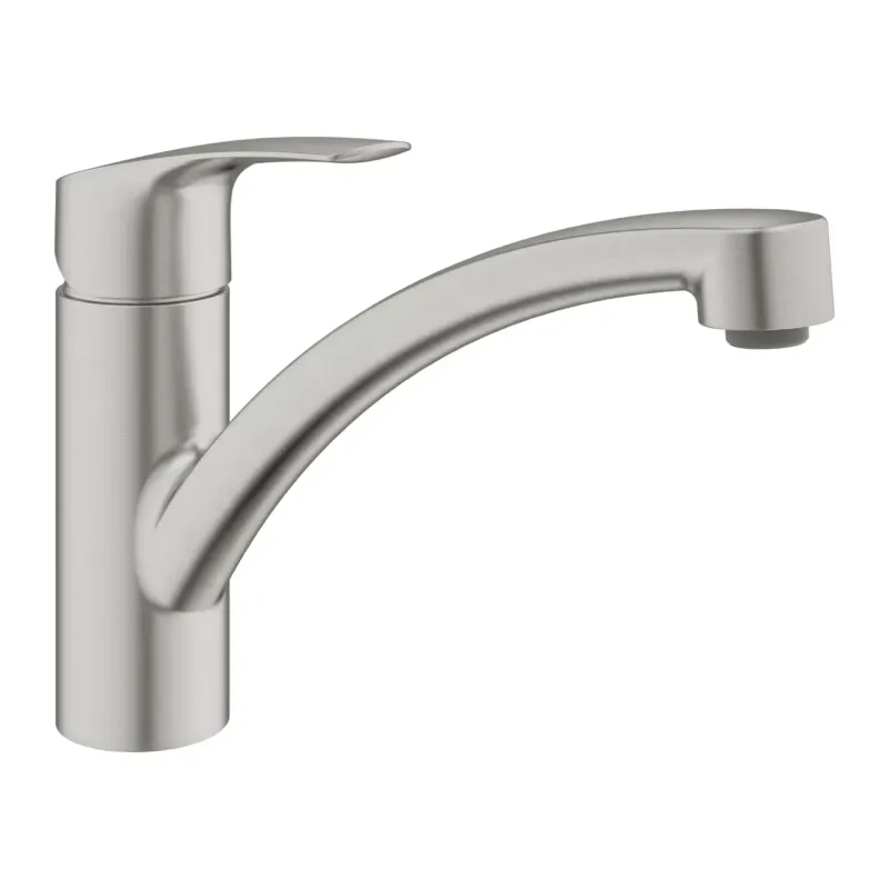 Grohe Eurosmart keukenkraan met lage draaibare uitloop RVS Laatste Versie