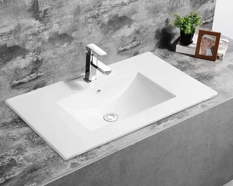 Fontana Latina keramische wastafel 100cm met kraangat wit glans Alleen Vandaag