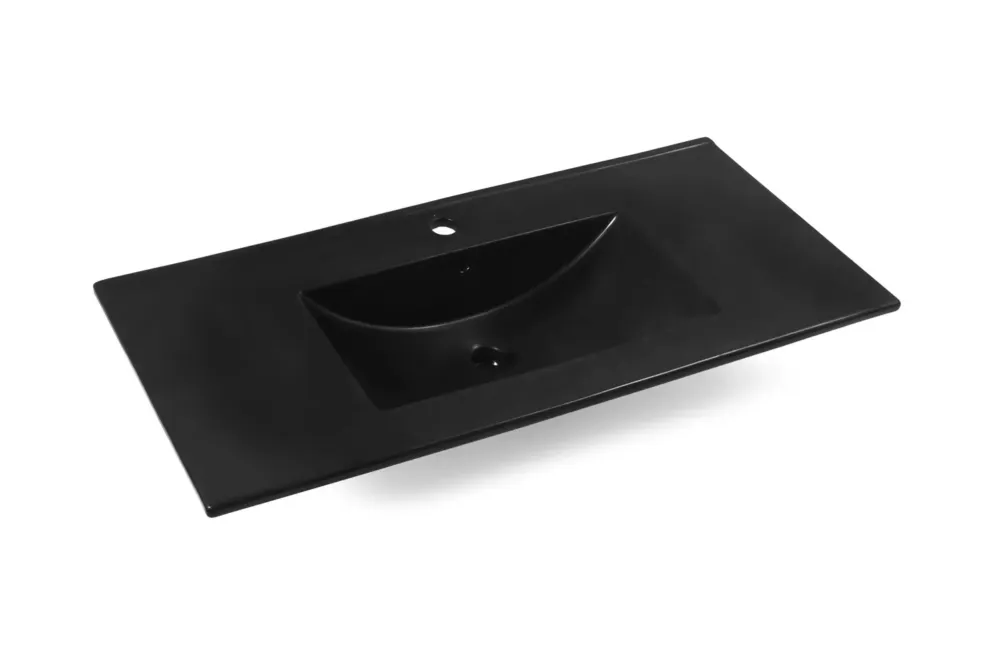 Fabrieksprijs Fontana Latina keramische wastafel 100cm met kraangat zwart mat