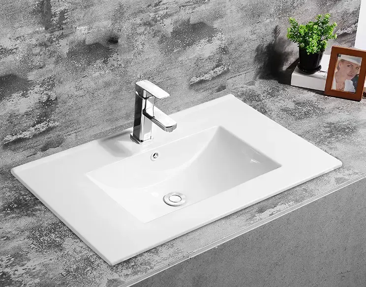 Fontana Latina keramische wastafel 80cm met kraangat wit glans Veilige Betaling
