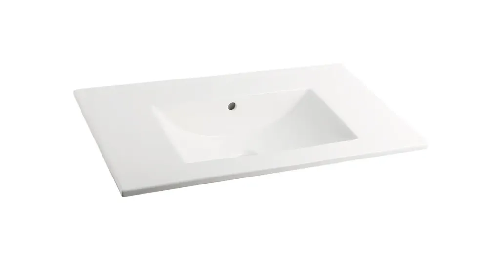 Gecertificeerd Fontana Latina keramische wastafel 80cm zonder kraangat wit glans