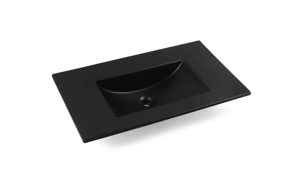 Voordeelprijs Fontana Latina keramische wastafel 80cm zonder kraangat zwart mat