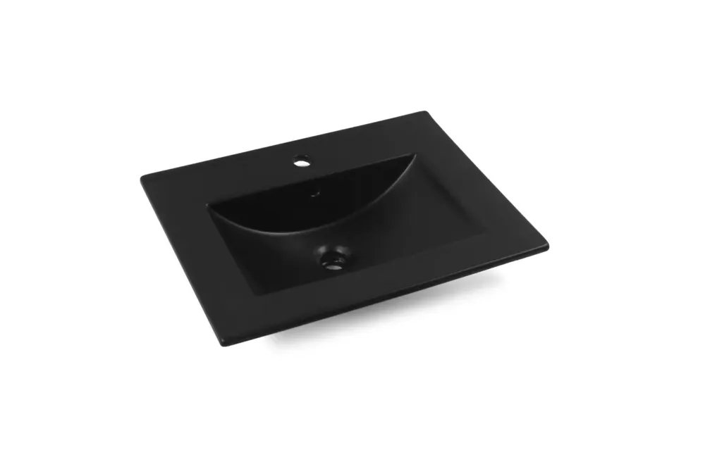 Fontana Latina keramische wastafel 60cm met kraangat zwart mat Gratis Retour