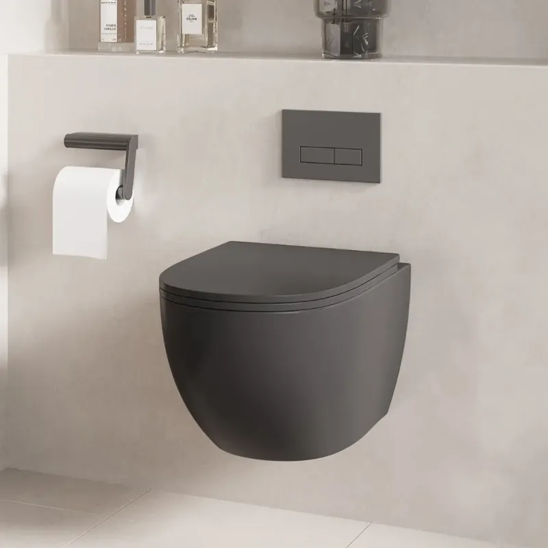 Saniclear Itsie mat antraciete toiletpot randloos met softclose zitting Dagaanbieding