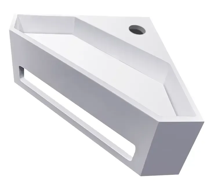 Lage Prijs Mueller Viggo hoekfontein solid surface 35x35x16cm mat wit