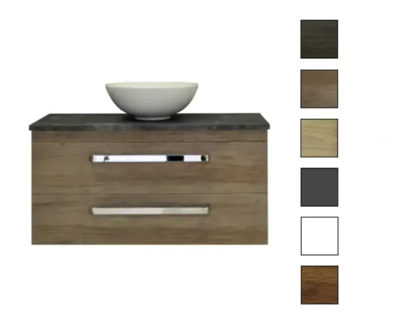 Sanicare Q11 badkamermeubel met black-stone topblad 100 cm belluno Op = Op