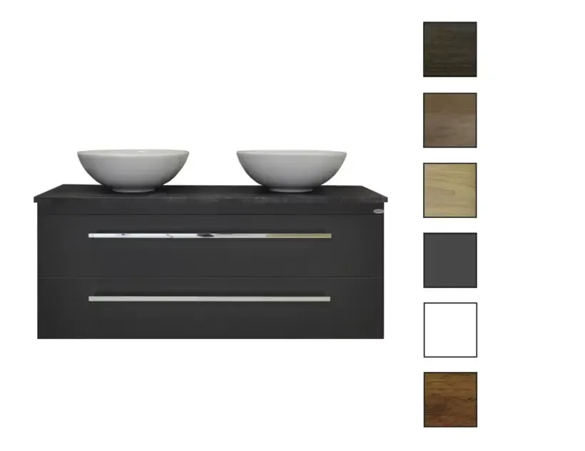 Sanicare Q12 badkamermeubel met black-stone topblad 120 cm belluno Betrouwbaar