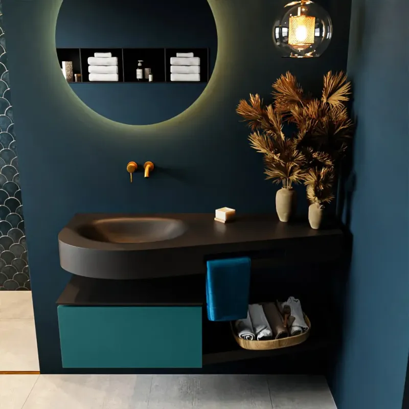 Premium Mondiaz Riva badmeubel 120cm Smag met 1 lade en wastafel links 0 kraangaten Urban