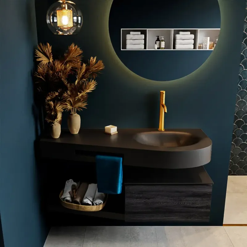 Speciale Aanbieding Mondiaz Riva badmeubel 120cm Antracite met 1 lade en wastafel rechts 1 kraangat Urban