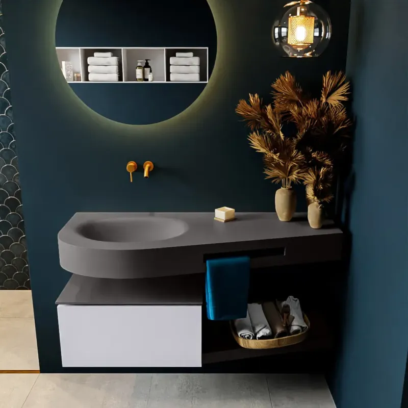 Seizoensaanbieding Mondiaz Riva badmeubel 120cm Cale met 1 lade en wastafel links 0 kraangaten Dark Grey