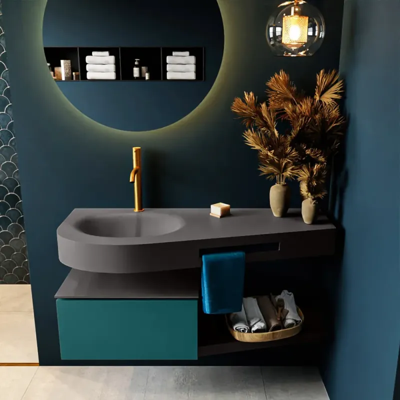 Nieuw Mondiaz Riva badmeubel 120cm Smag met 1 lade en wastafel links 1 kraangat Dark Grey