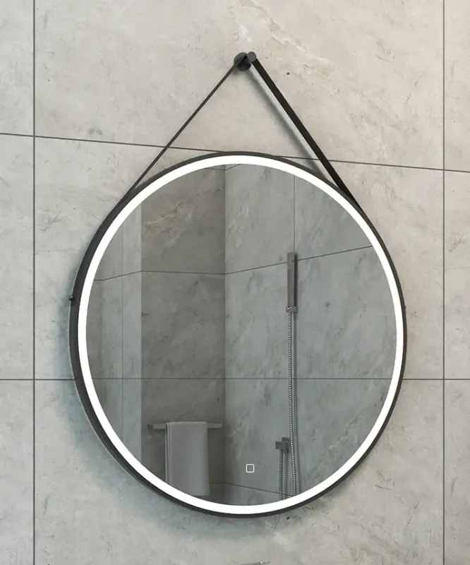 Laatste Kans Mueller ronde spiegel met LED-verlichting en spiegelverwarming 80cm zwart mat