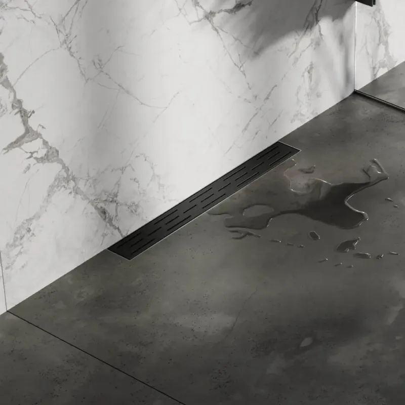 Brauer douchegoot 60x7cm met standaard rooster en flens voor wandmontage zwart mat Actieprijs