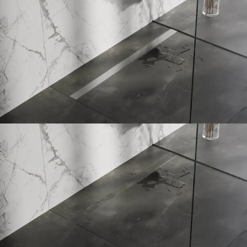 Brauer douchegoot 110x7cm met multifunctioneel rooster en flens RVS geborsteld Koopje