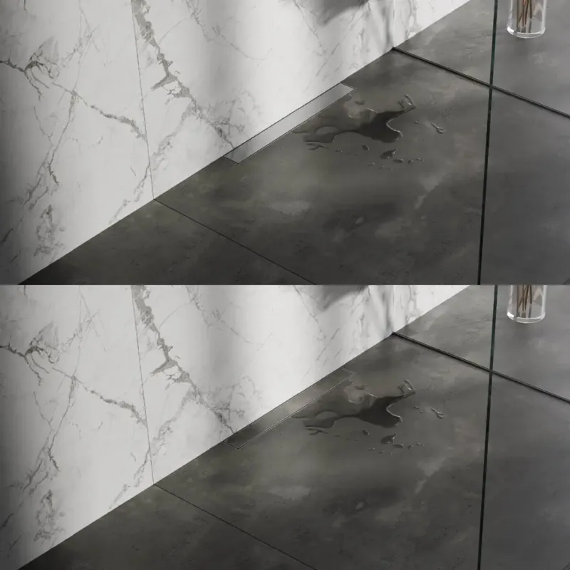 Gereduceerde Prijs Brauer douchegoot 60x7cm met multifunctioneel rooster en muurflens RVS geborsteld