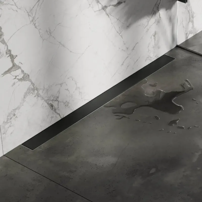 Brauer douchegoot 100x7cm met multifunctioneel rooster en muurflens zwart mat Bestseller