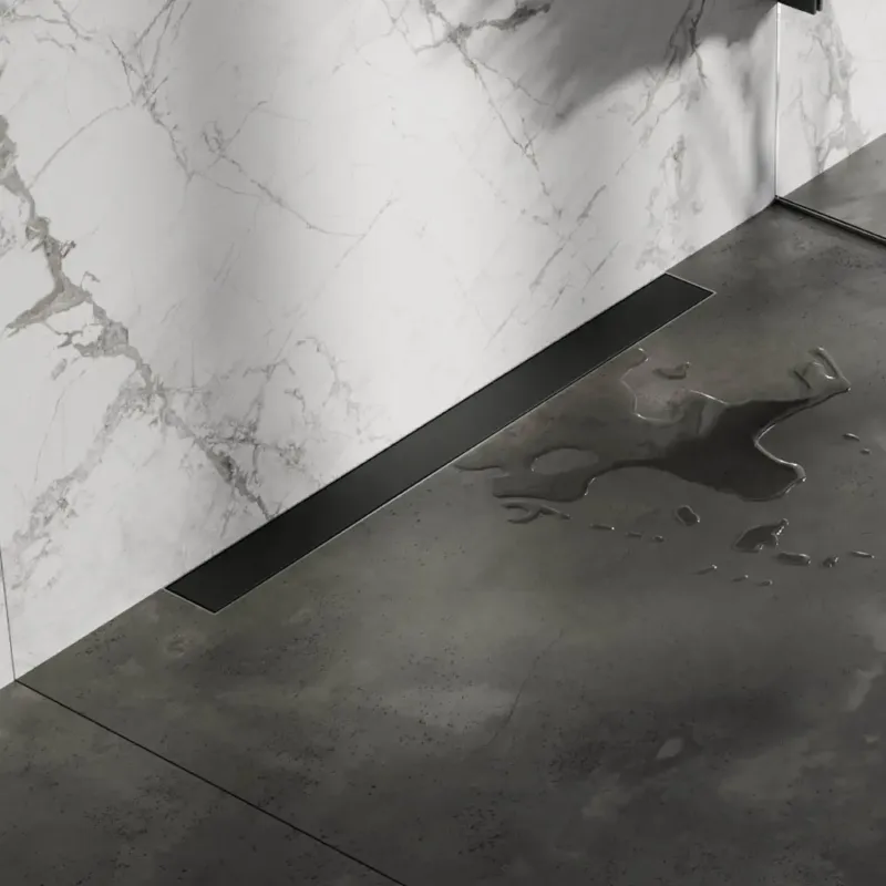 Brauer douchegoot 80x7cm met multifunctioneel rooster en muurflens zwart mat Op = Op