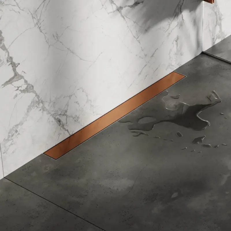 Express Levering Brauer douchegoot 80x7cm met multifunctioneel rooster en muurflens geborsteld koper PVD