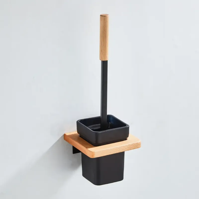 Superprijs Saniclear Lumber toiletborstel mat zwart walnoothout
