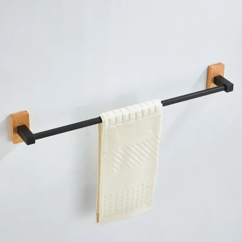Saniclear Lumber handdoekhouder 60cm mat zwart walnoothout Laatste Versie