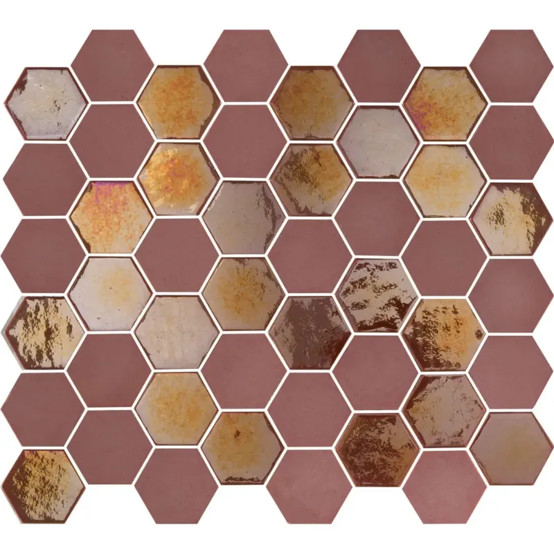 Bestseller The Mosaic Factory Valencia hexagon glasmozaïek tegels 28x33 burgundy