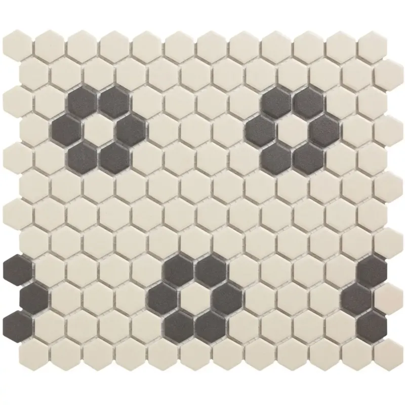 The Mosaic Factory London hexagon mozaïek tegels 26x30 wit/zwart bloem Populair