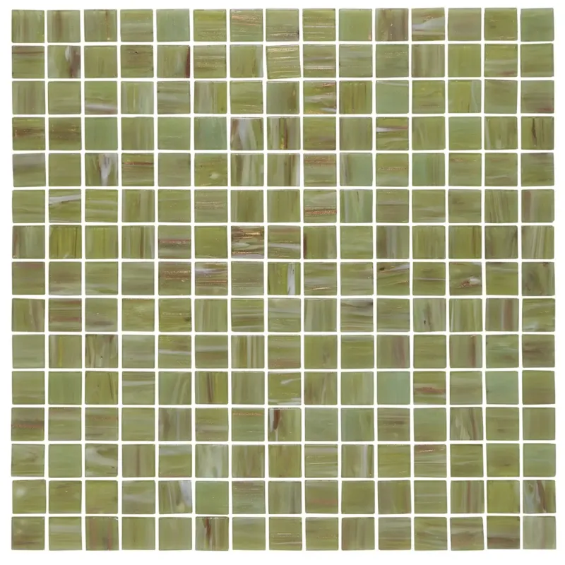 The Mosaic Factory Amsterdam vierkante glasmozaïek tegels 32x32 lichtgroen met gouden accenten Favoriet